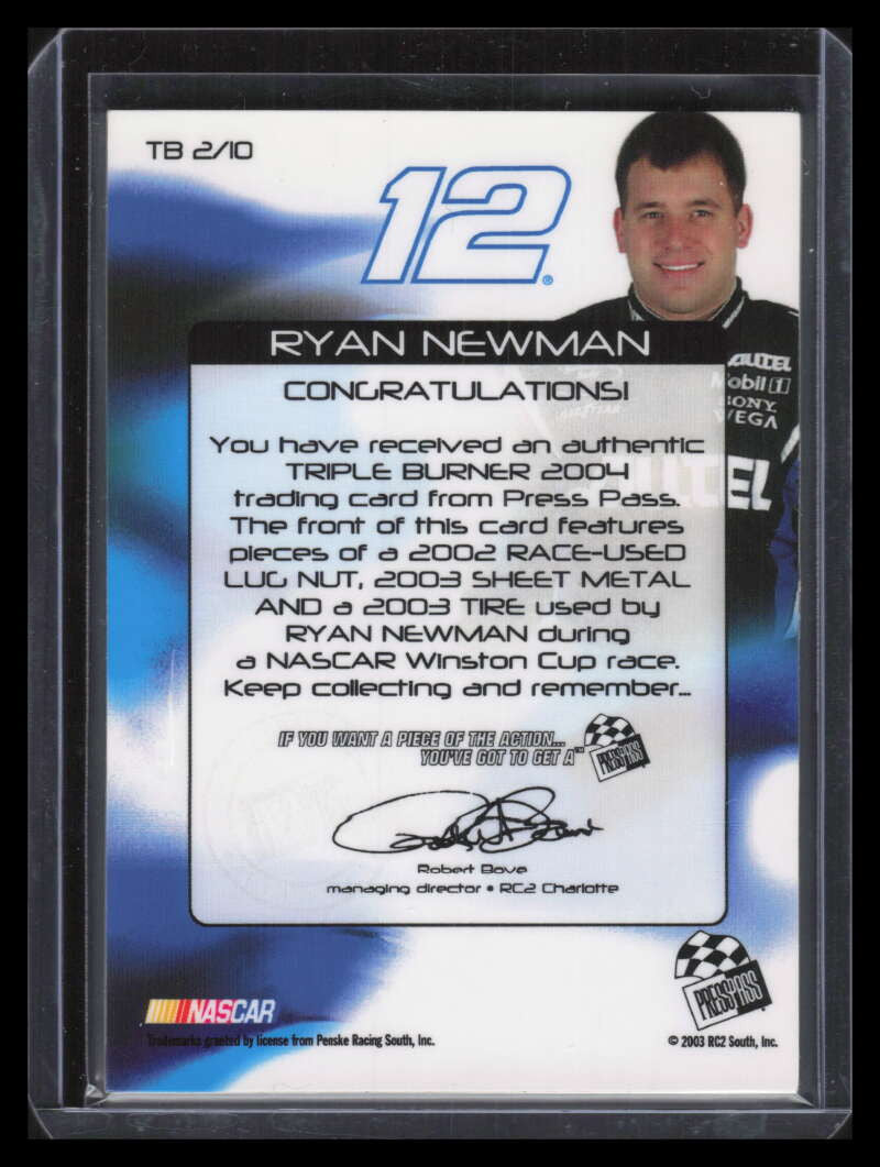 2003 Press Pass Triple Burner Ryan Newman Triple Tire Sheet Metal Lugnut 7/100