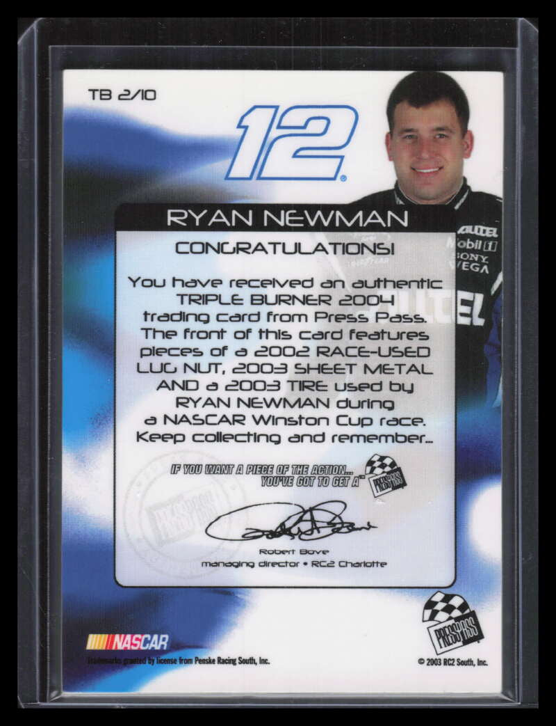 2003 Press Pass Triple Burner Ryan Newman Triple Tire Sheet Metal Lugnut 52/100