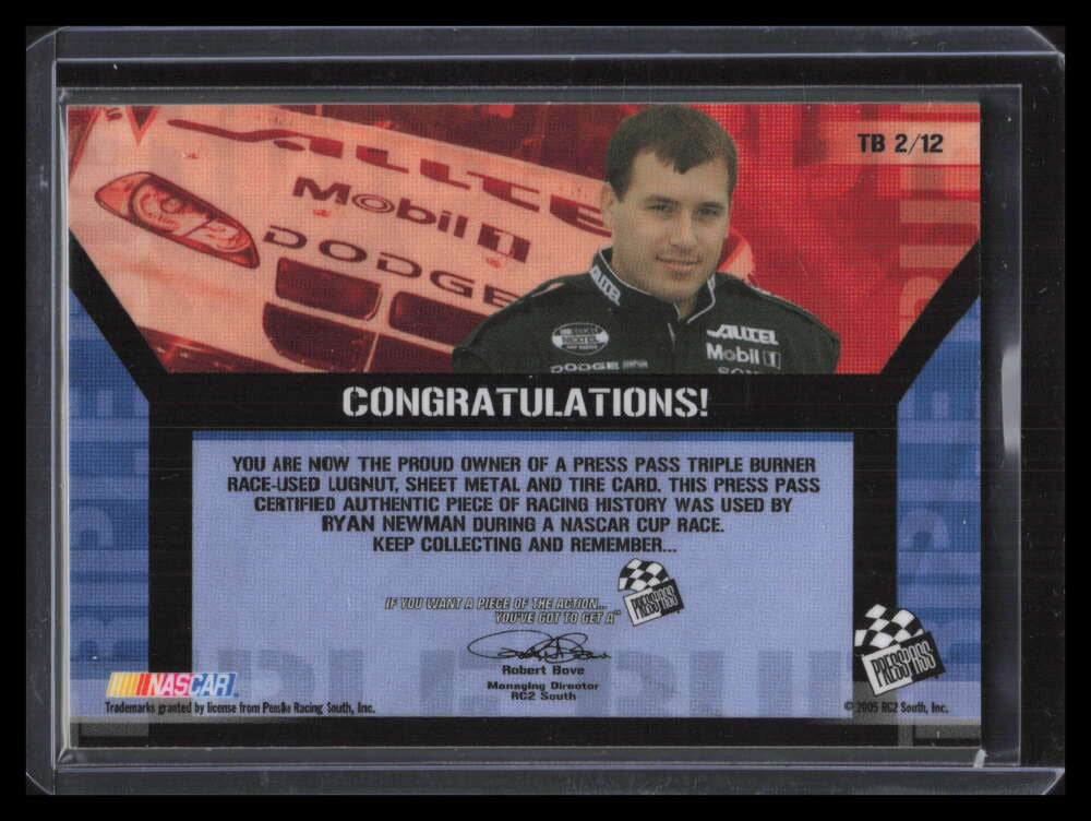 2005 Press Pass Triple Burner Ryan Newman Triple Tire Sheet Metal Lugnut 10/100