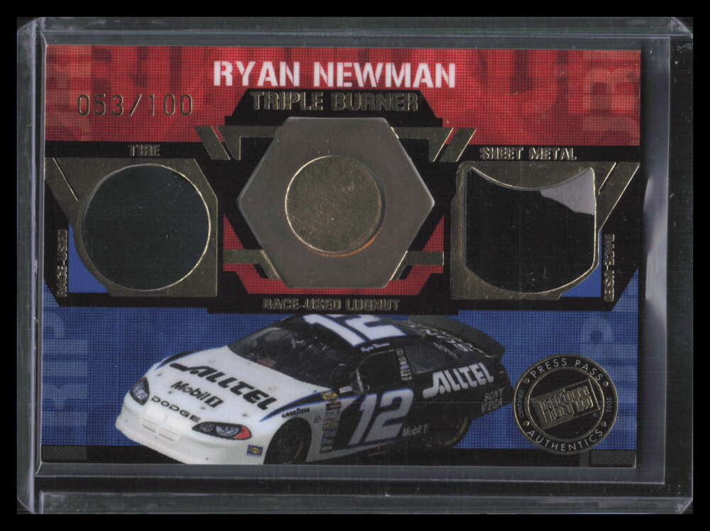 2005 Press Pass Triple Burner Ryan Newman Triple Tire Sheet Metal Lugnut 53/100