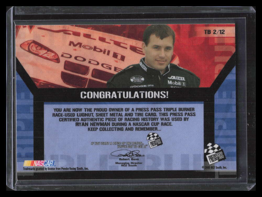 2005 Press Pass Triple Burner Ryan Newman Triple Tire Sheet Metal Lugnut 53/100