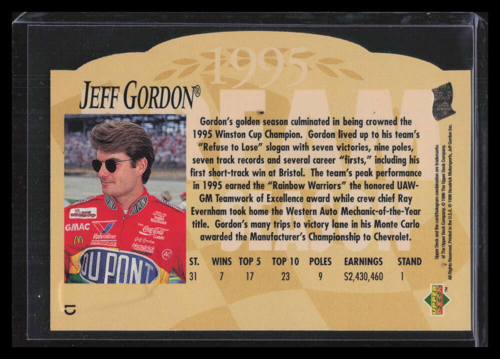 1996 Upper Deck c1 Jeff Gordon Tribute