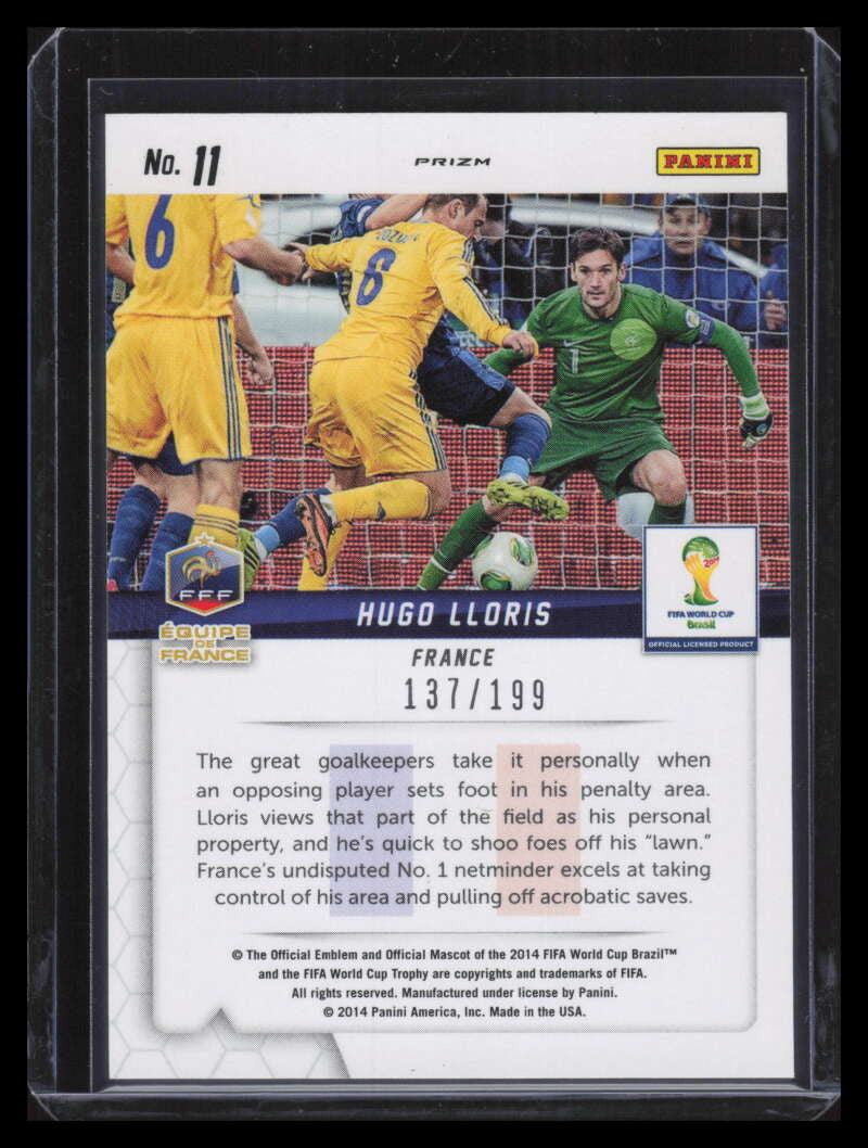 SOLD 161375 2014 Panini Prizm World Cup Guardians Prizms Blue 11 Hugo Lloris 137/199