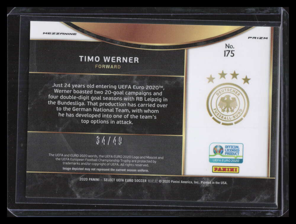 2020 Select UEFA Euro Prizms Camo Refractor 175 Timo Werner 34/49 Mezzanine