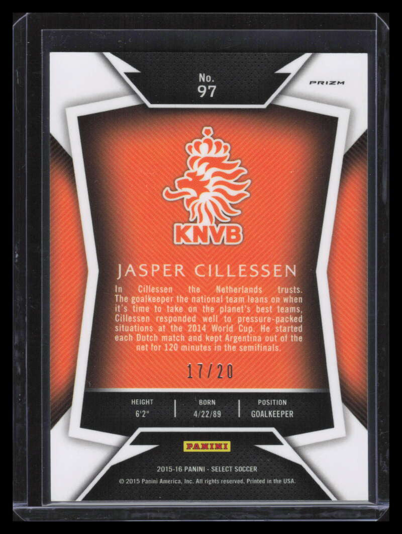 2015-16 Select Pink Refractor 97 Jasper Cillessen 17/20