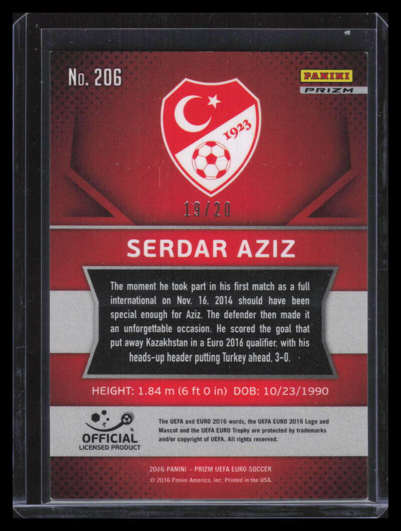 2016 Panini Prizm UEFA Euro '16 Prizms Orange 206 Serdar Aziz Rookie 19/20