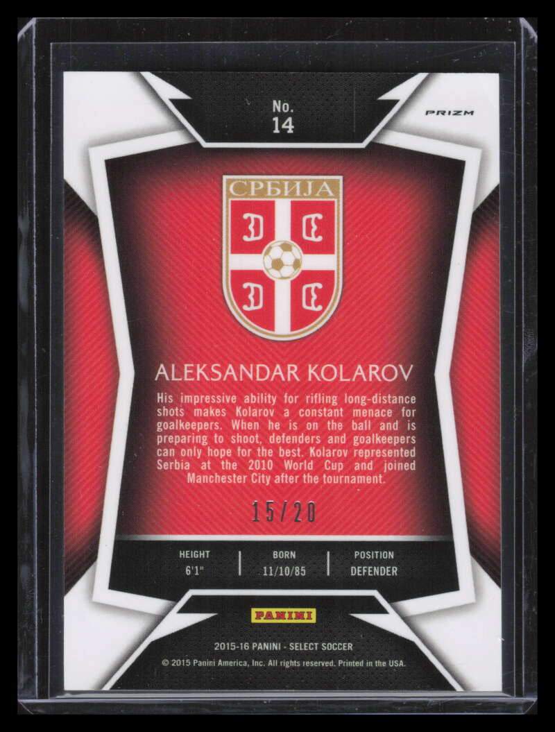 2015-16 Select Pink 14 Aleksander Kolarov 15/20