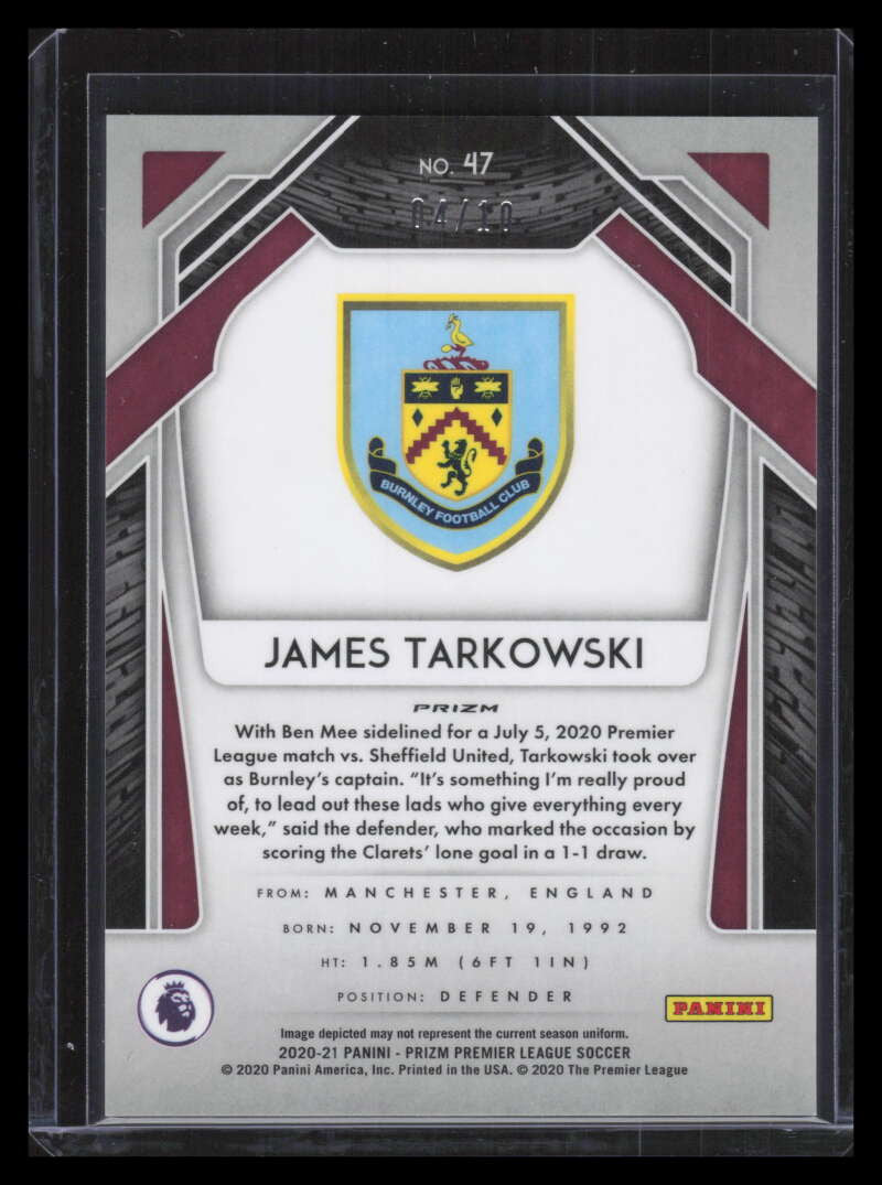 2020-21 Panini Prizm English Premier League Prizms Gold 47 James Tarkowski 4/10
