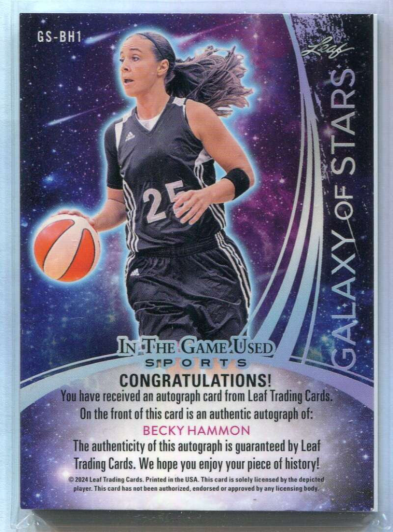 2024 Leaf In the Game Used Sports Galaxy of Stars gsbh1 Becky Hammon Auto 24/35