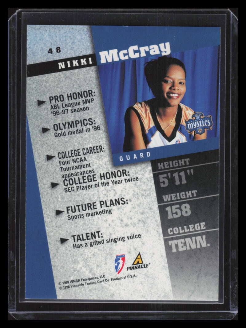 1998 Pinnacle WNBA Court Collection 48 Nikki McCray Rookie
