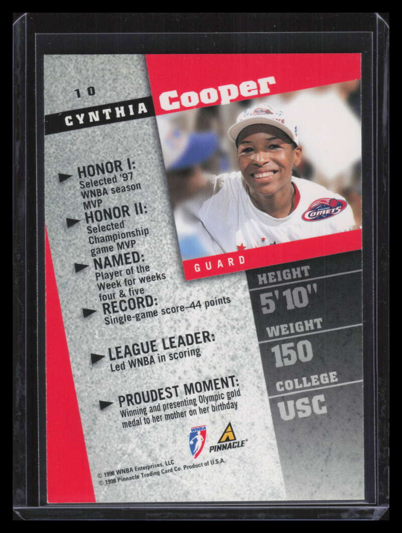 1998 Pinnacle WNBA Court Collection 10 Cynthia Cooper 147301