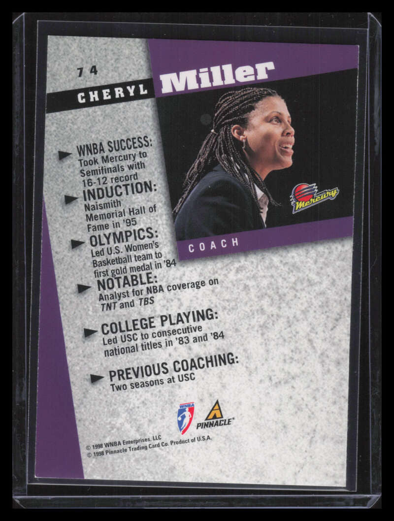 1998 Pinnacle WNBA Court Collection 74 Cheryl Miller CO Coach 147303