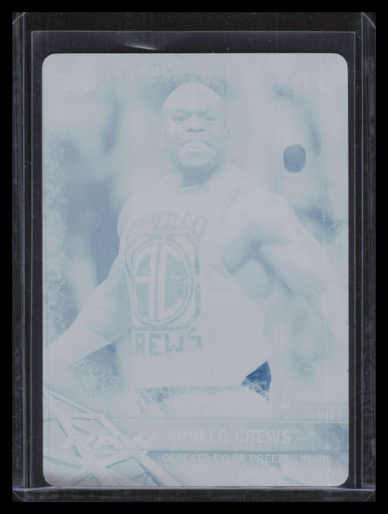 2017 Topps WWE Road to WrestleMania Printing Plate Cyan 68 Apollo Crews 1/1