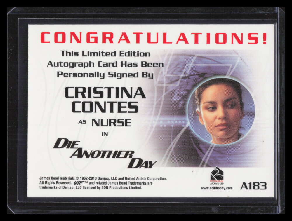 2012 Rittenhouse James Bond 50th Anniversary Autograph a183 Cristina Contes Auto