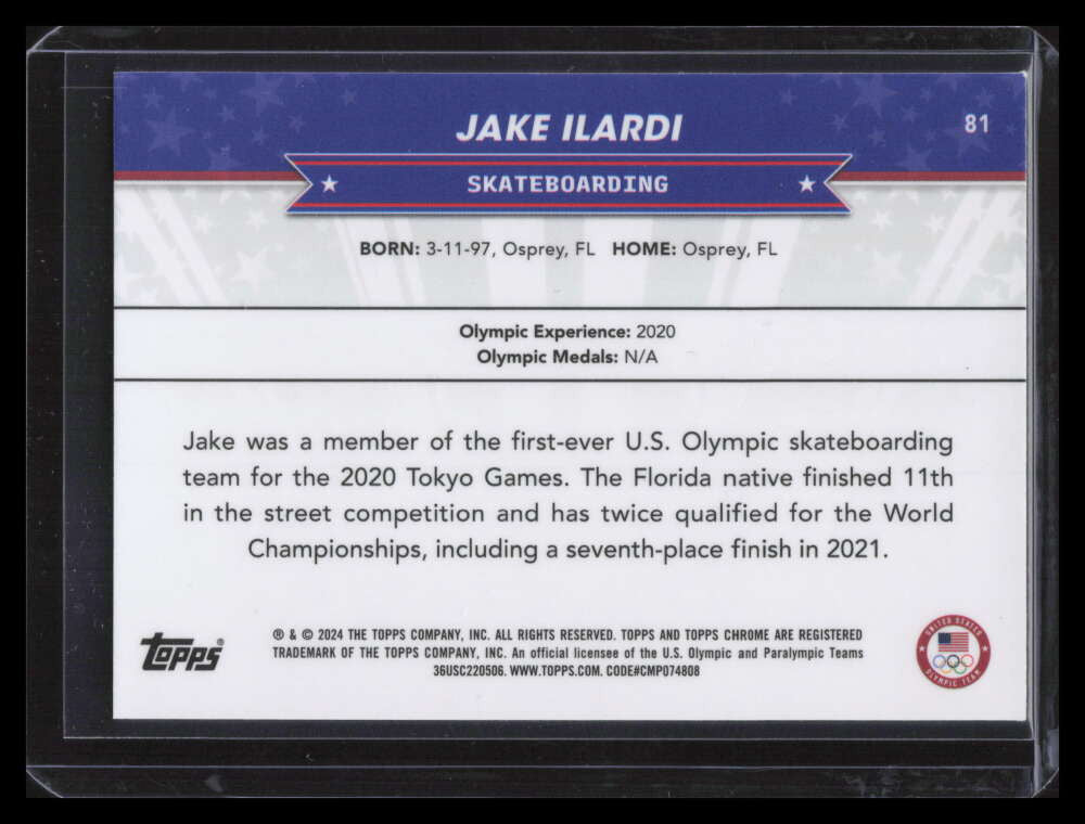 2024 Topps Chrome U.S. Olympic Paralympic Gold Refractor 81 Jake Ilardi 21/50