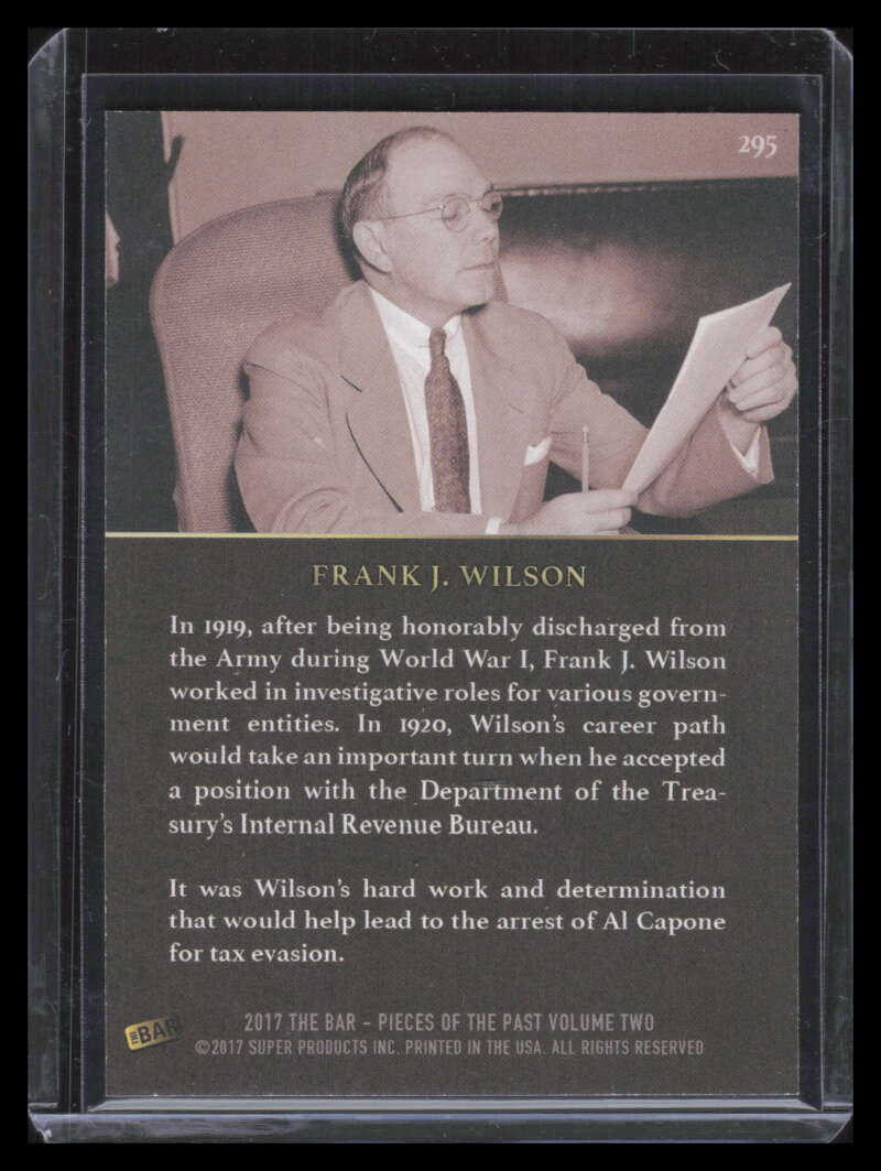 2017-18 The Bar Piece of the Past One of One 295 Frank J. Wilson 1/1