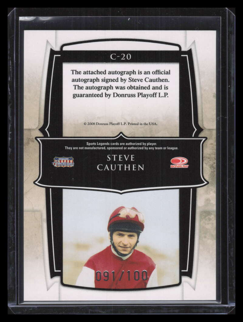 2008 Donruss Sports Legends Champions Signatures 20 Steve Cauthen Auto 91/100