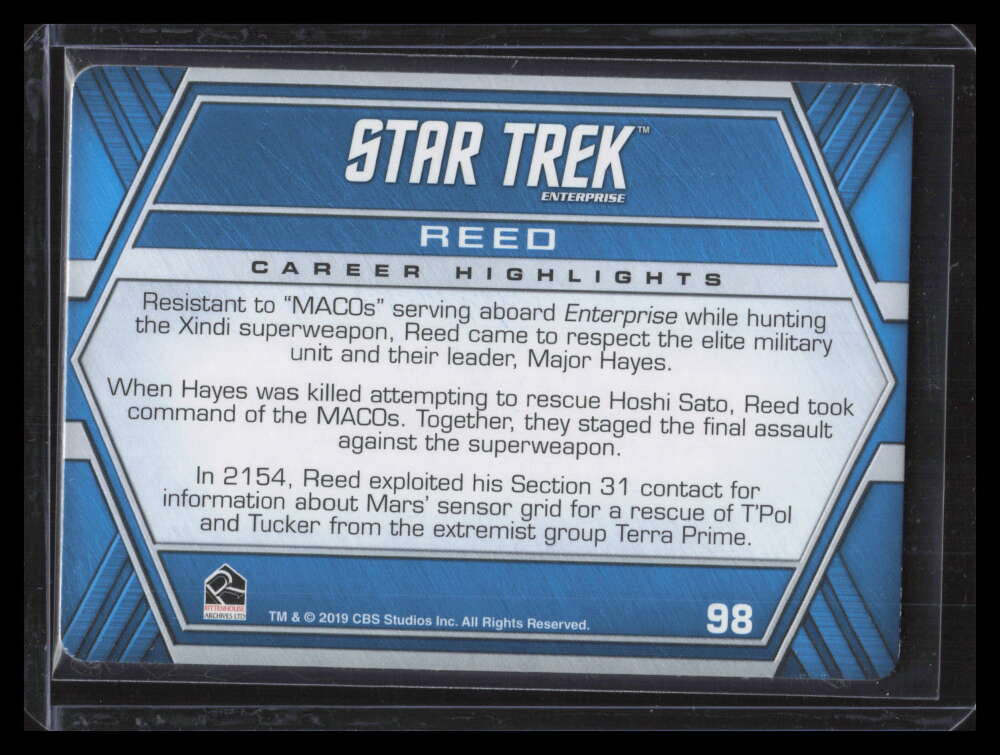SOLD 161569 2019 Rittenhouse Star Trek Inflexions Printing Plate Cyan 98 Lt. Reed 1/1