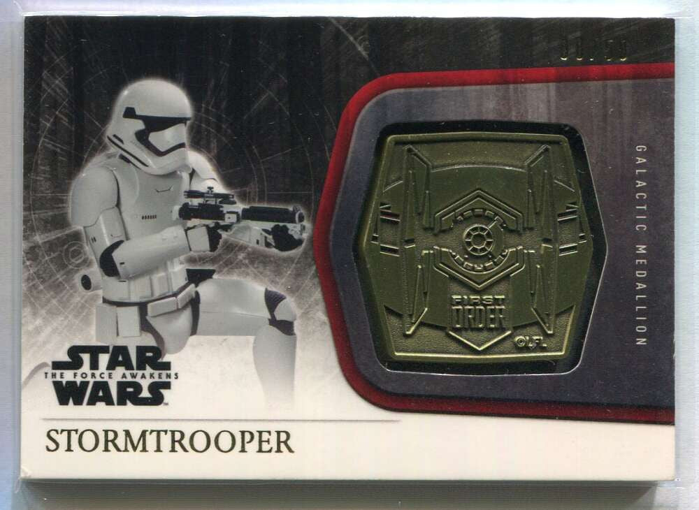 2015 Topps Star Wars The Force Awakens Gold m45 Stormtrooper Medallion 8/50