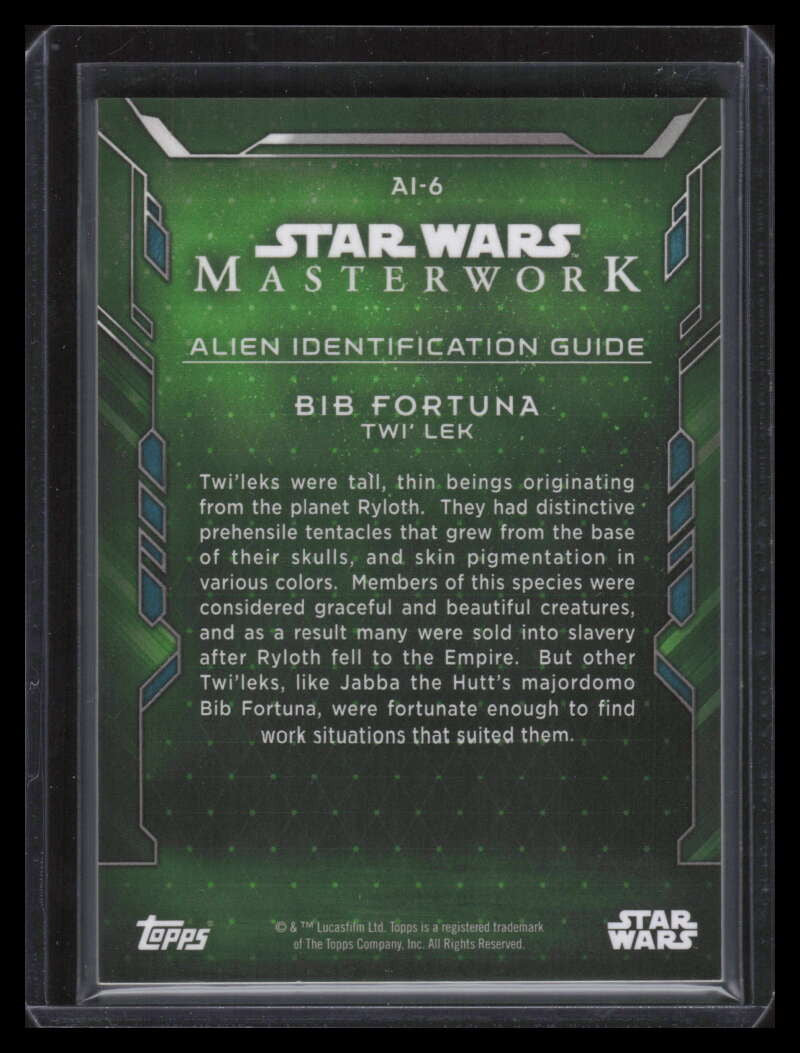 2016 Topps Star Wars Masterwork Alien Identification Guide ai6 Bib Fortuna /299