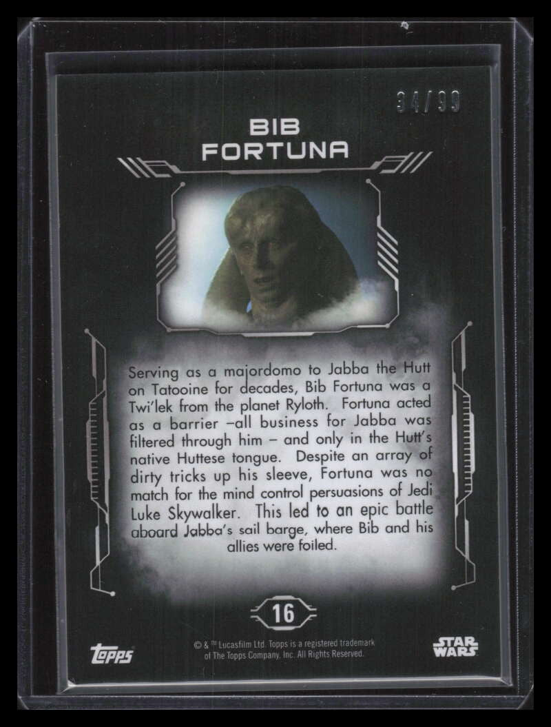2016 Topps Star Wars Masterwork Silver 16 Bib Fortuna 34/99
