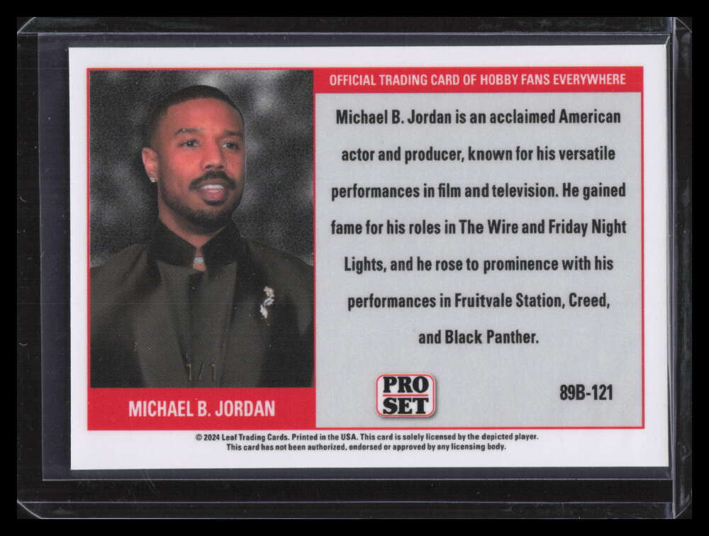 2024 Leaf Collective '89 Pro Set Shimmer Gold 89b121 Michael B. Jordan 1/1