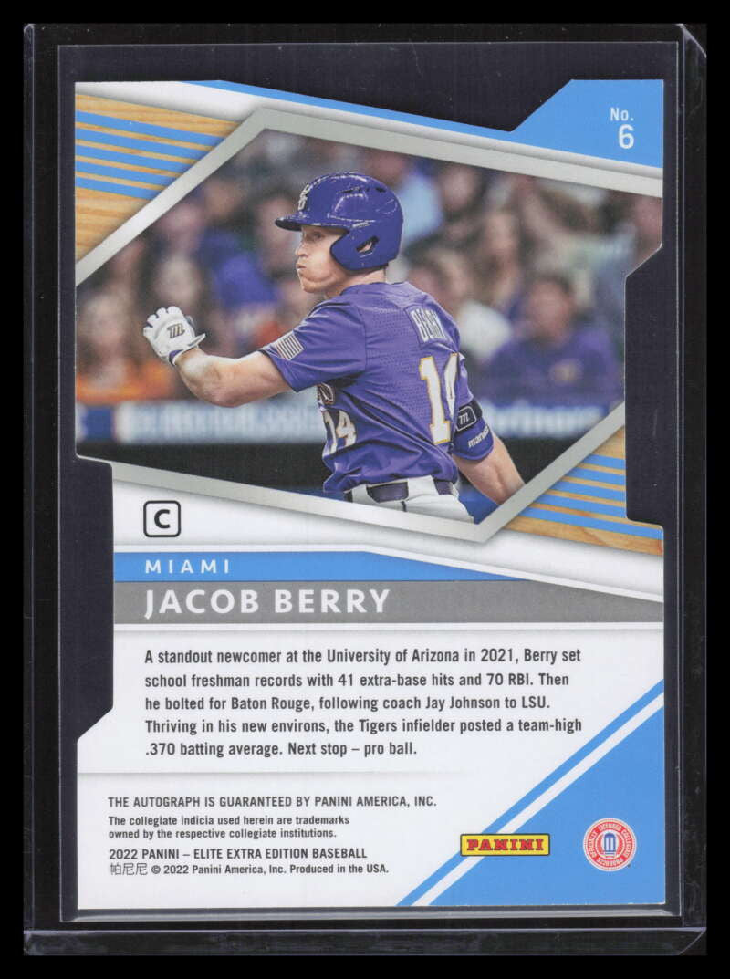 2022 Elite Extra Signatures Aspiration Die Cut Gold 6 Jacob Berry RC Auto 21/24