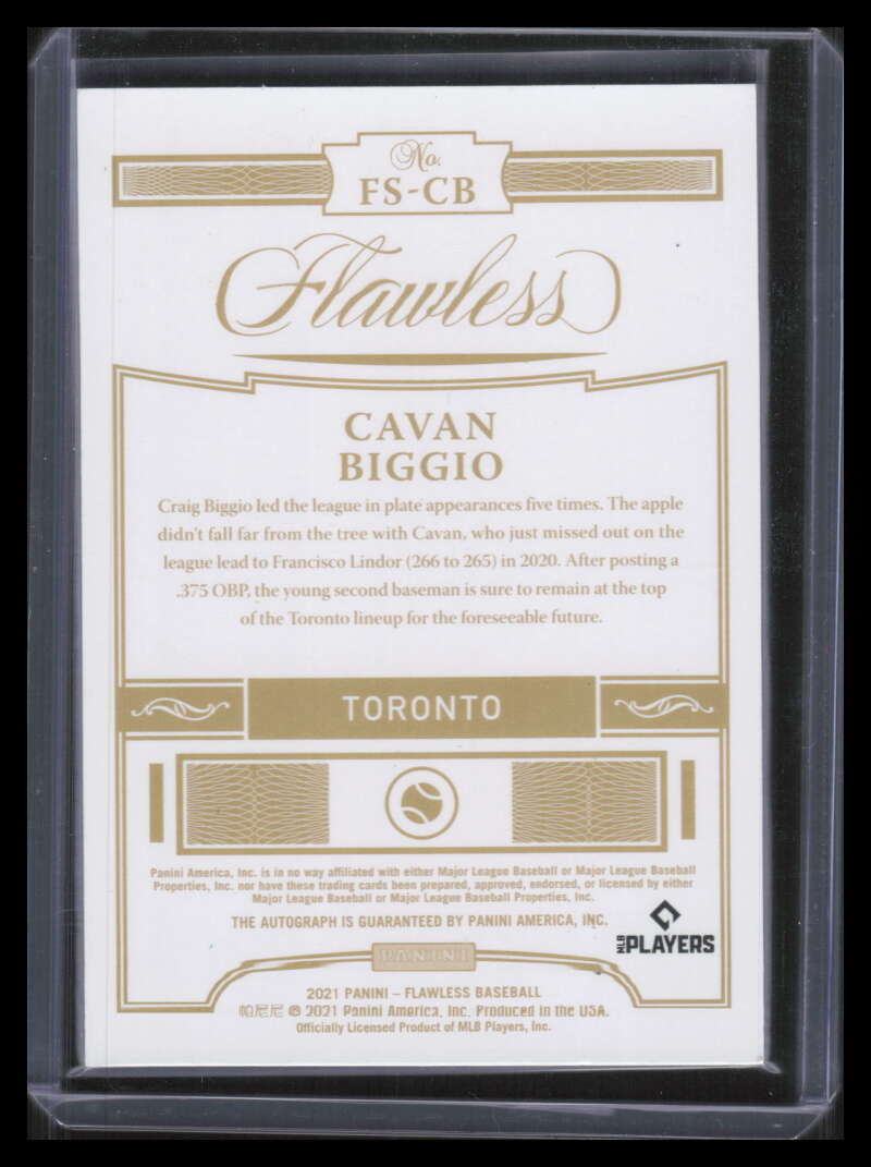 2021 Panini Flawless Signatures Sapphire 6 Cavan Biggio Auto 5/15
