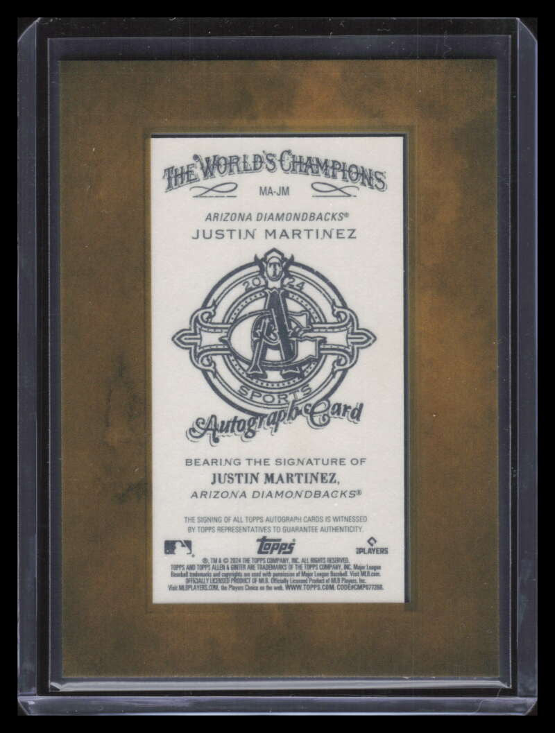 2024 Topps Allen and Ginter Framed Mini Autograph Justin Martinez RC Auto F05806