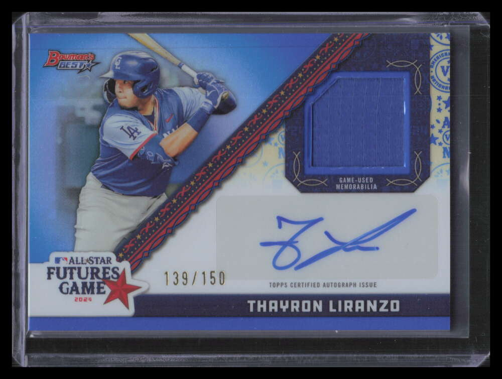 2024 Bowman's Best Futures Game Refractor Thayron Liranzo RC Jersey Auto 139/150