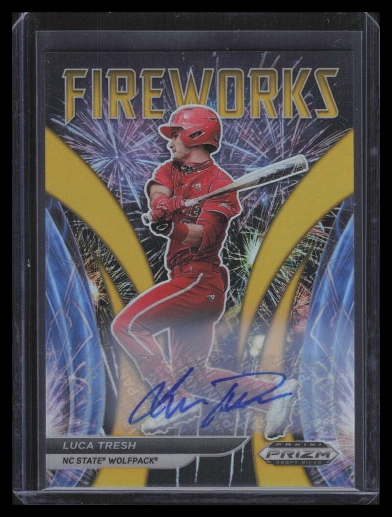 2021 Panini Prizm Draft Fireworks Autographs Prizms Gold Luca Tresh RC Auto 2/10
