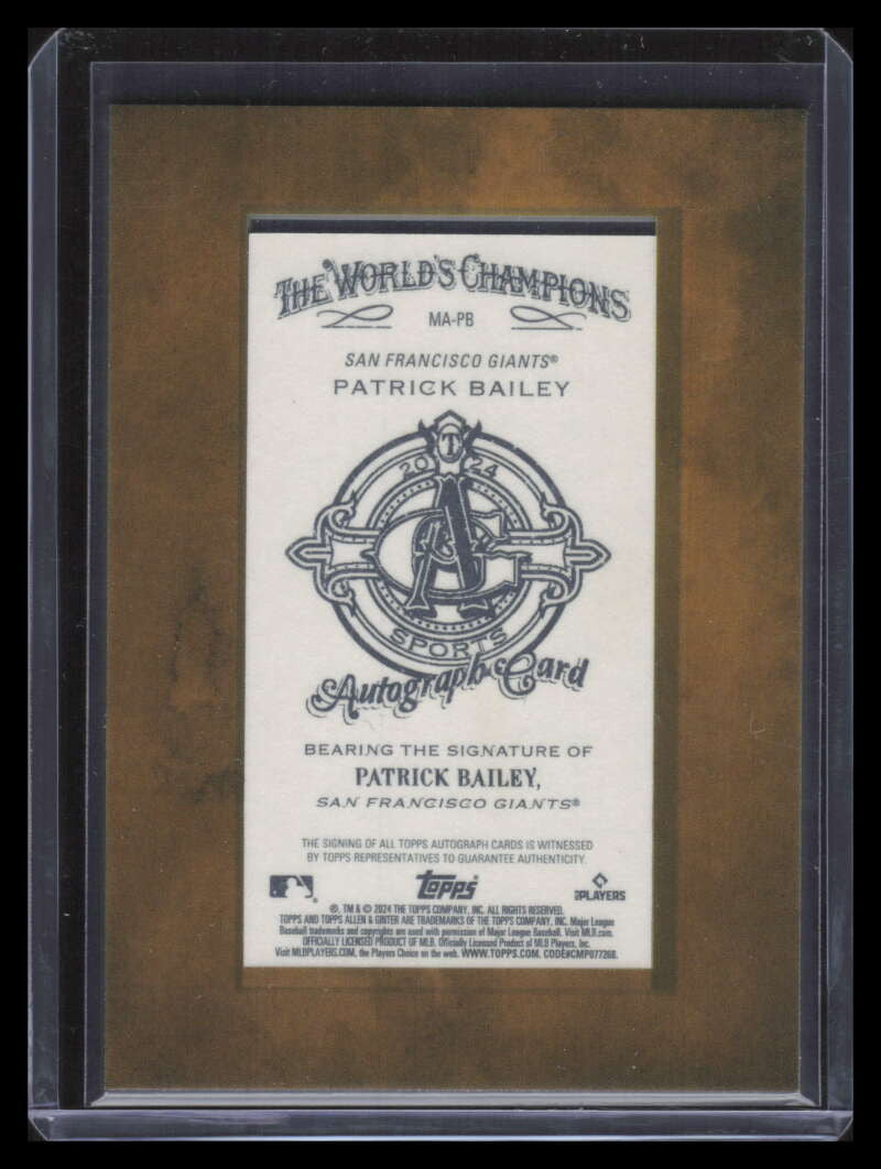 2024 Topps Allen and Ginter Framed Mini Autographs MAPB Patrick Bailey Auto