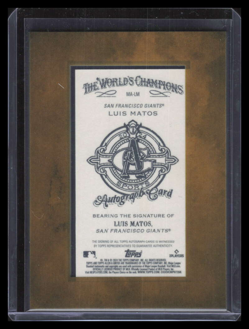 2024 Topps Allen and Ginter Framed Mini Autographs MALM Luis Matos Rookie Auto
