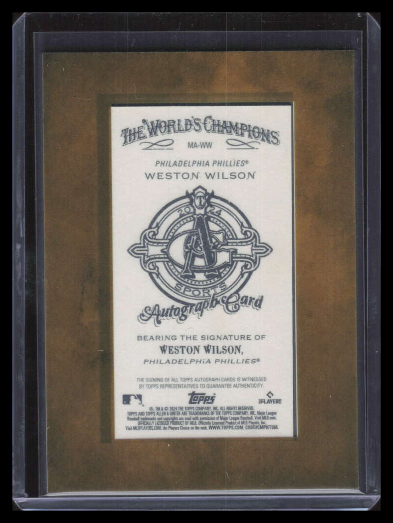 2024 Topps Allen and Ginter Framed Mini Autographs Weston Wilson RC Auto 149443