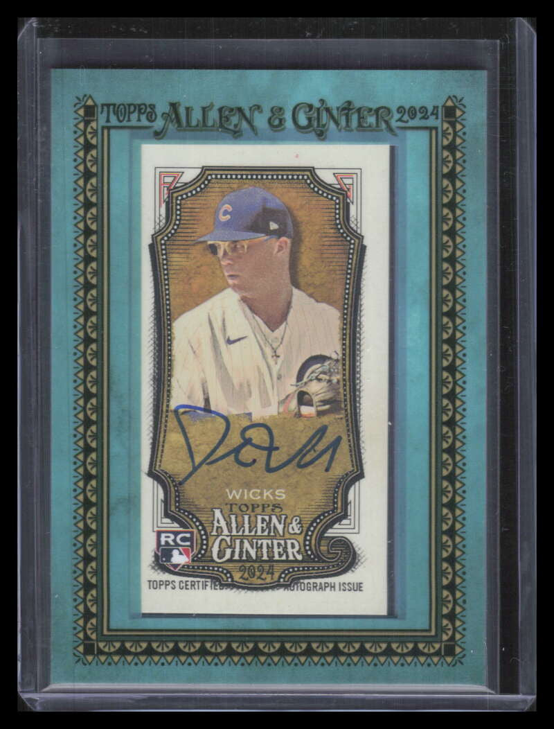 2024 Topps Allen and Ginter Framed Mini Autographs Blue Jordan Wicks RC Auto /50