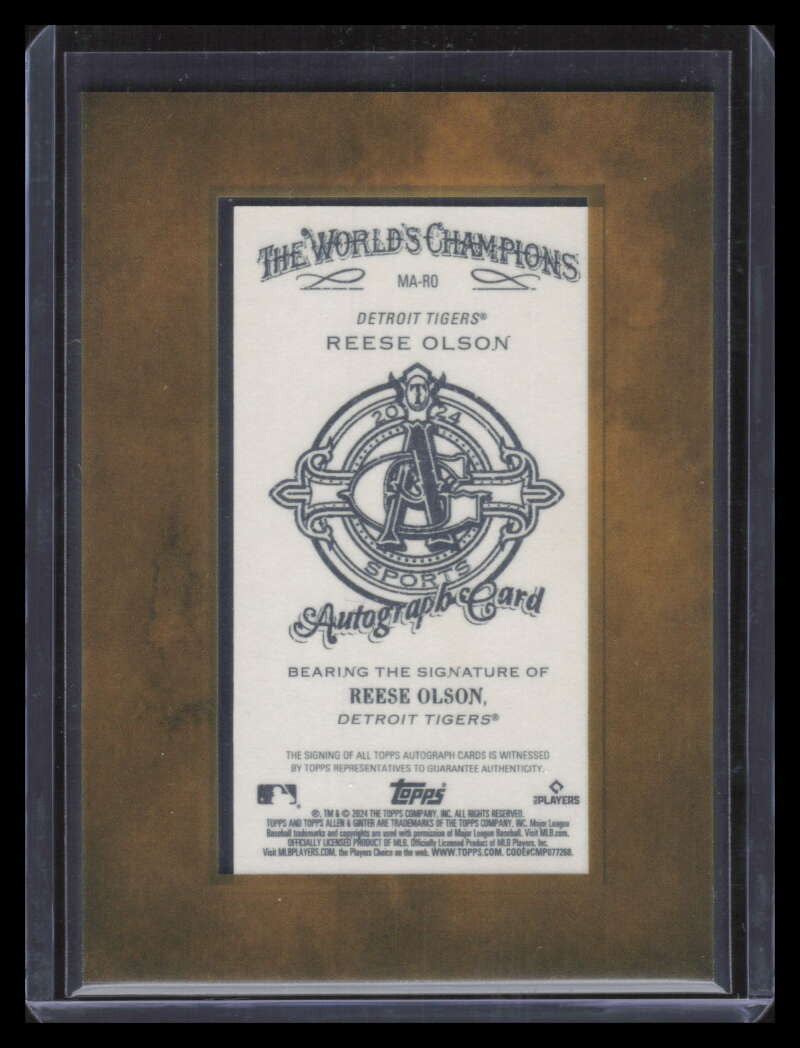 2024 Topps Allen and Ginter Framed Mini Autographs Reese Olson RC Auto 149737