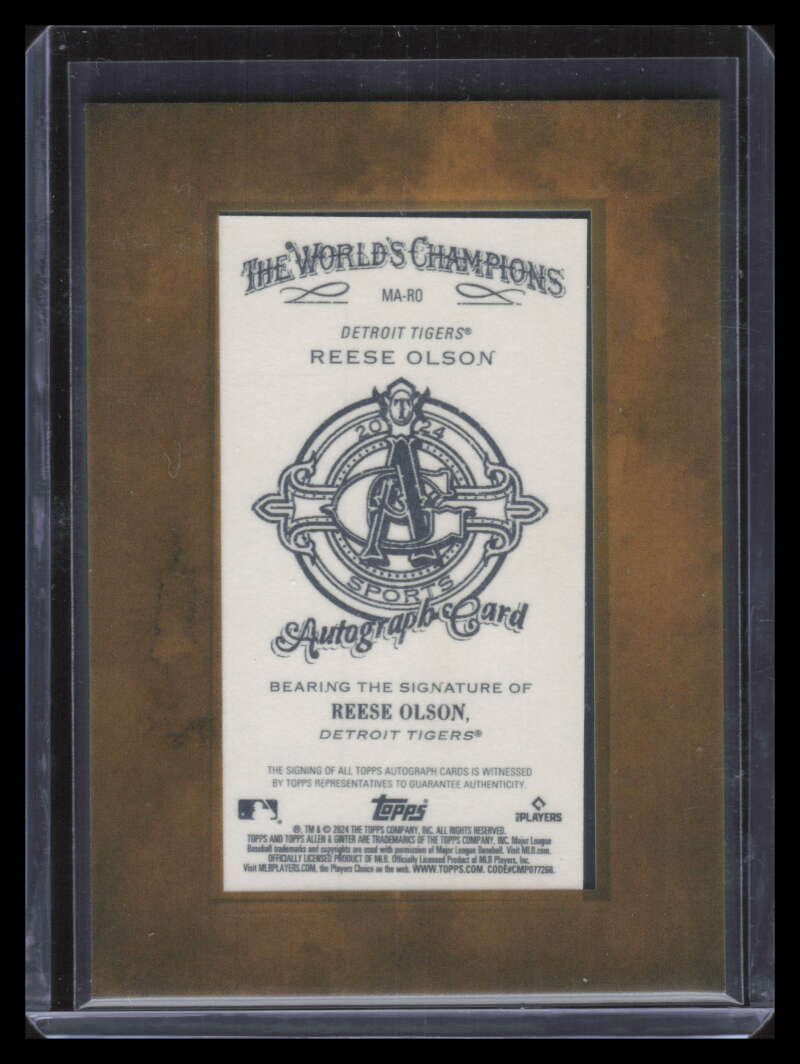 2024 Topps Allen and Ginter Framed Mini Autographs Reese Olson RC Auto 149738