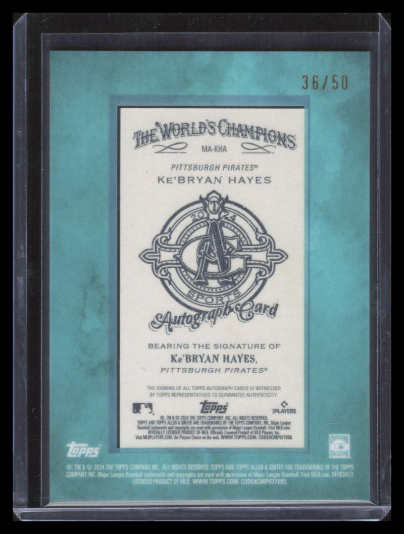 2024 Topps Allen and Ginter Framed Mini Autographs Blue Ke'Bryan Hayes Auto /50