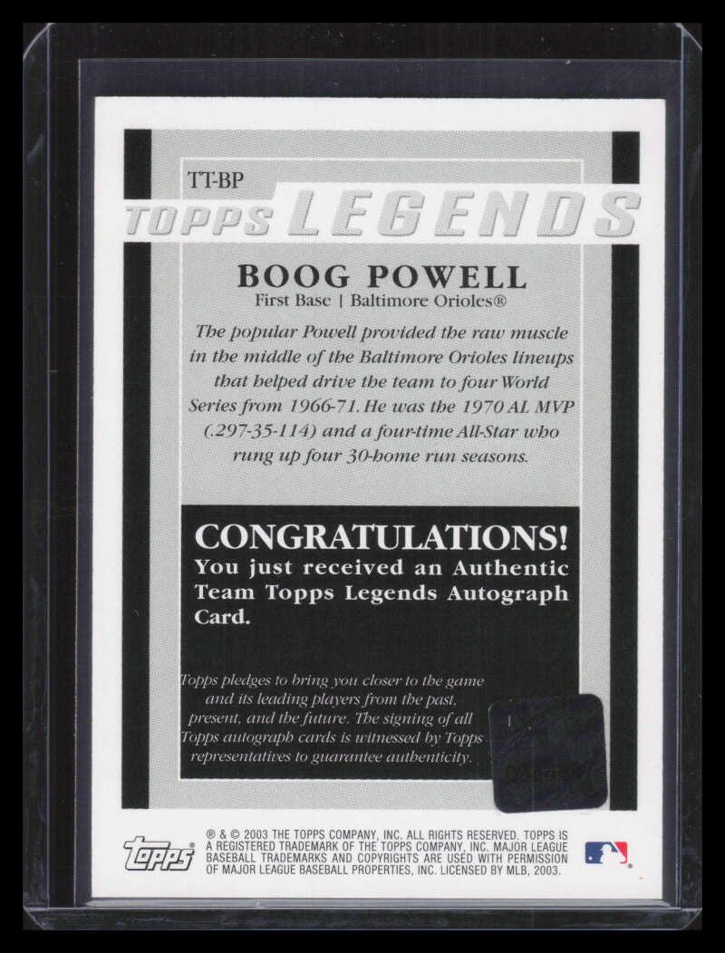 2004 Topps Team Topps Legends Autographs BP Boog Powell Auto