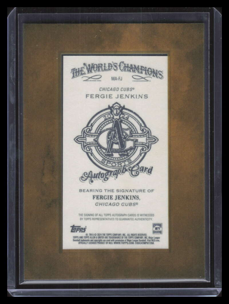 2024 Topps Allen and Ginter Framed Mini Autographs Fergie Jenkins Auto 150270