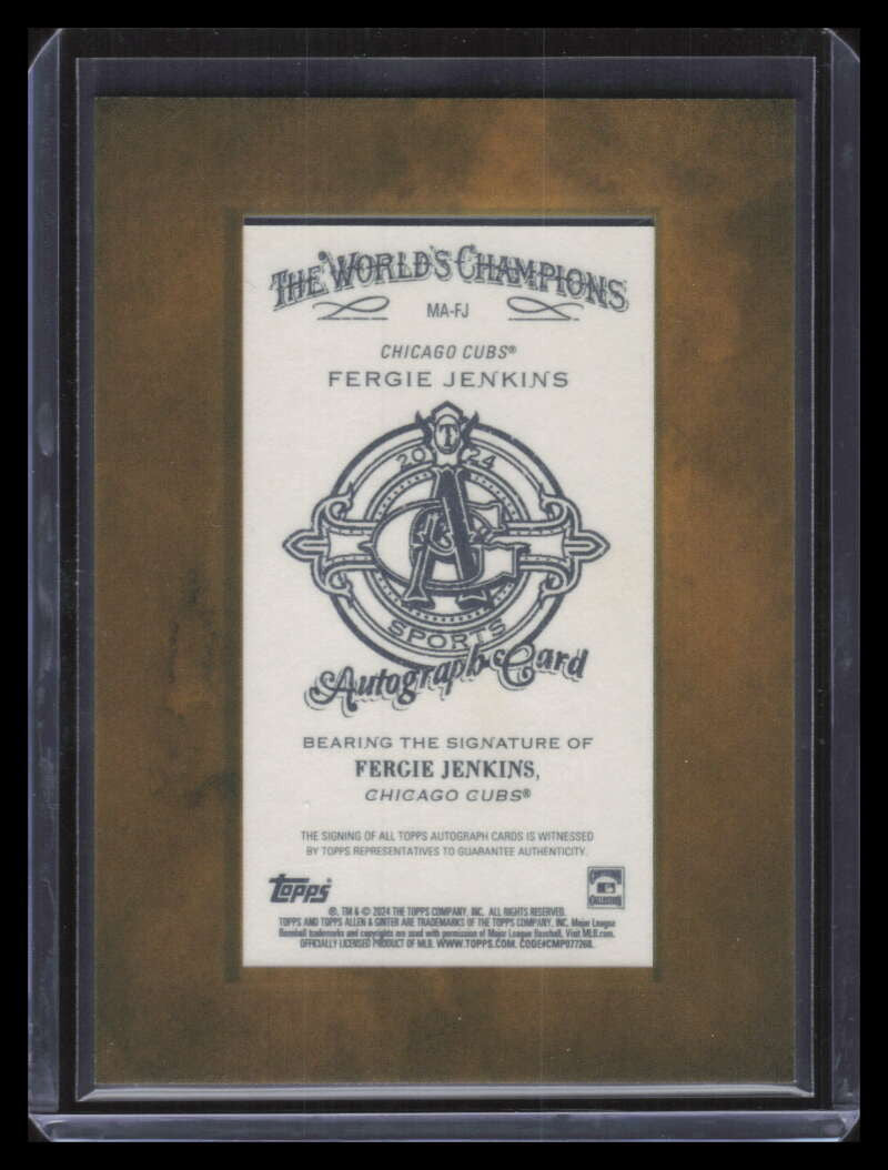 2024 Topps Allen and Ginter Framed Mini Autographs Fergie Jenkins Auto 150271