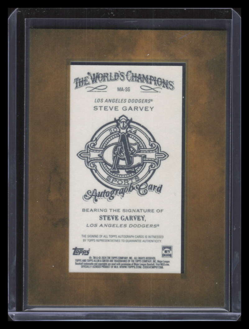 DELETE 161765 2024 Topps Allen and Ginter Framed Mini Autographs MASG Steve Garvey Auto 150274