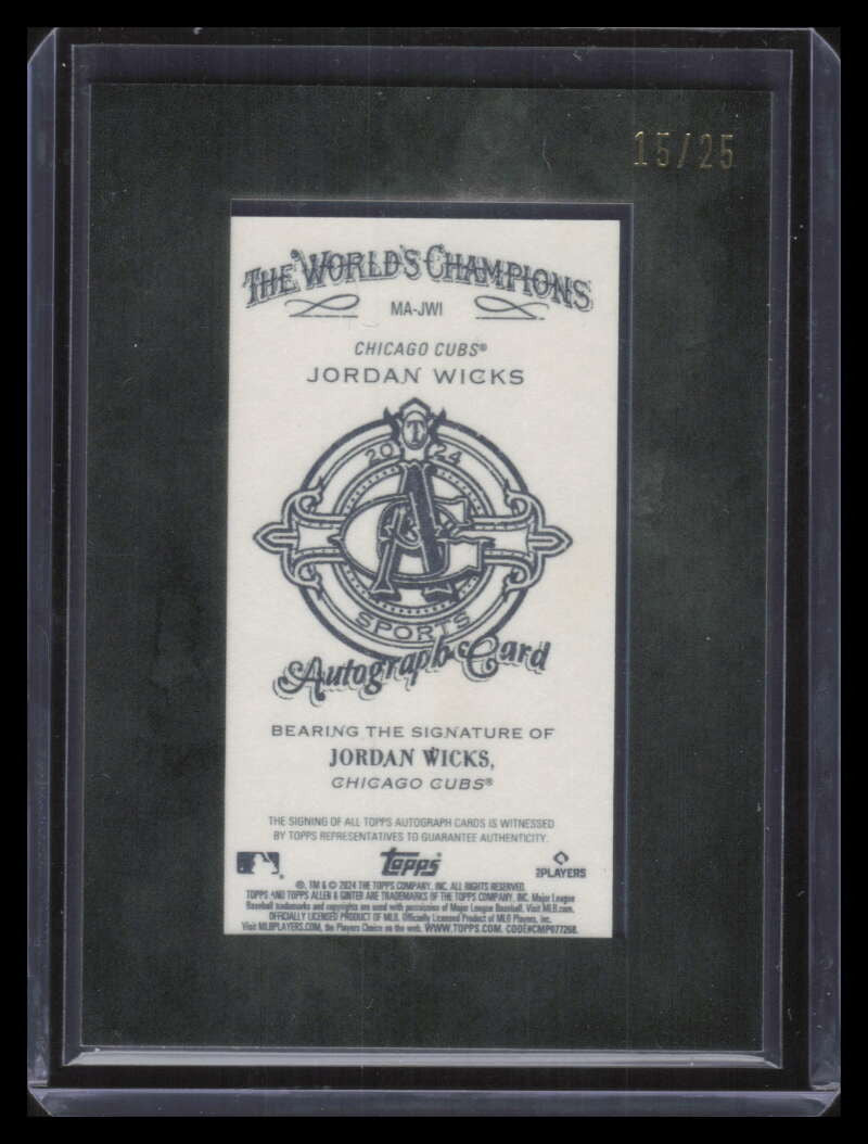 2024 Topps Allen Ginter Framed Mini Autographs Black Jordan Wicks RC Auto 15/25