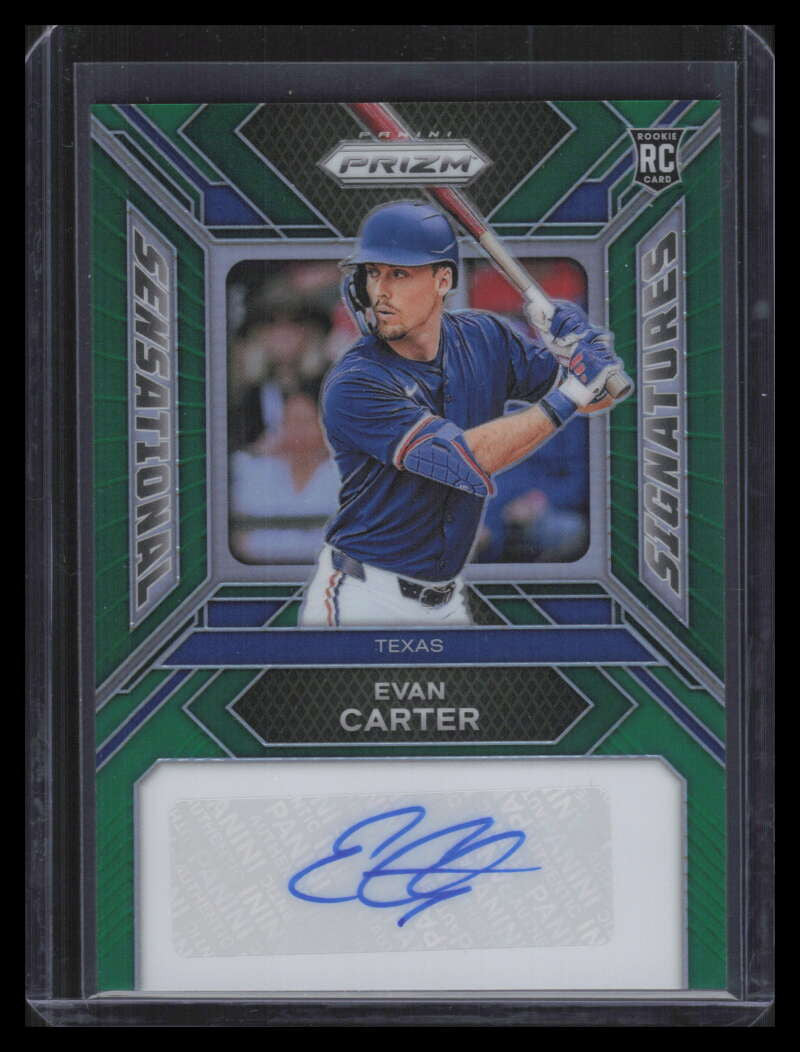 2024 Panini Prizm Sensational Signatures Prizms Green 17 Evan Carter Rookie Auto