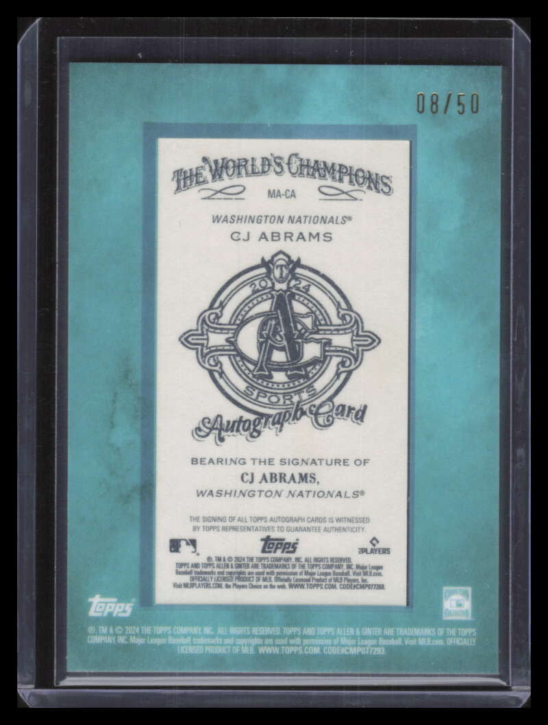DELETE 161807 2024 Topps Allen and Ginter Framed Mini Autographs Blue MACA CJ Abrams Auto 8/50