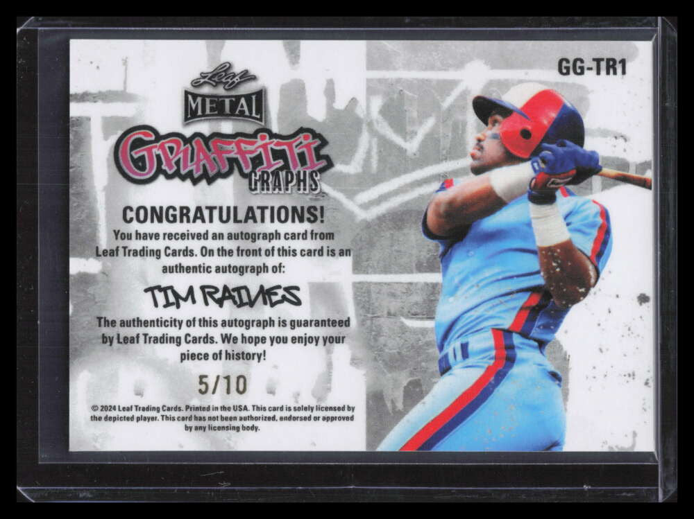 2024 Leaf Metal Graffiti Graphs ggtr1 Tim Raines Auto 5/10