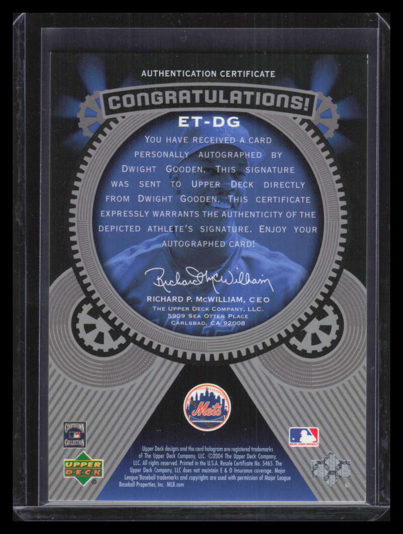 2004 UD Etchings Etched in Time Autograph Blue DG Dwight Gooden Auto 93/250