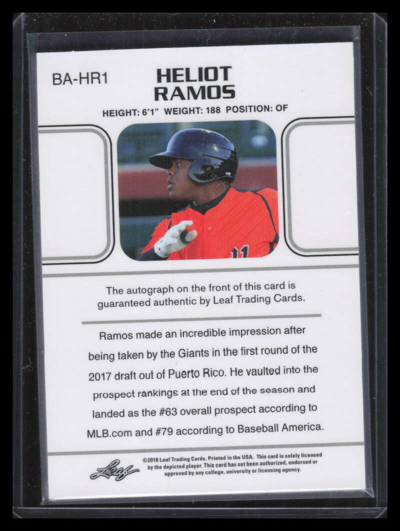 2018 Leaf Ultimate Draft Gold bahr1 Heliot Ramos Rookie Auto 15/25