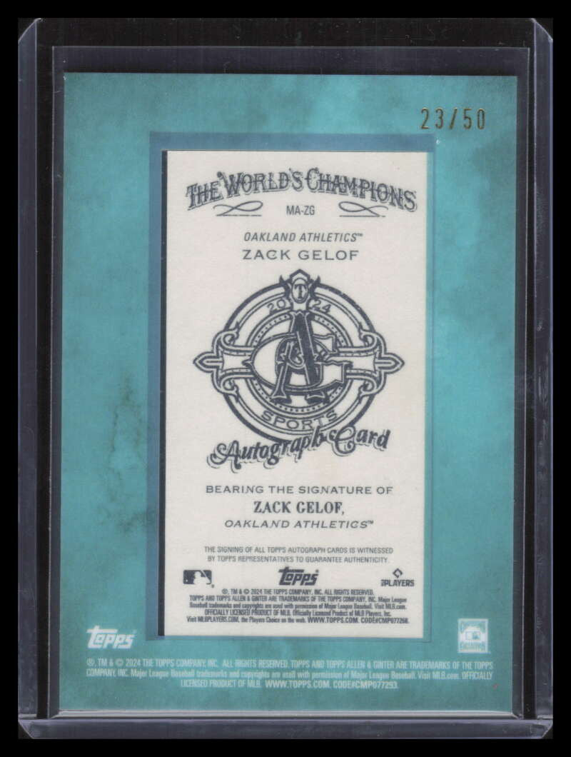 2024 Topps Allen and Ginter Framed Mini Autographs Blue Zack Gelof RC Auto 23/50