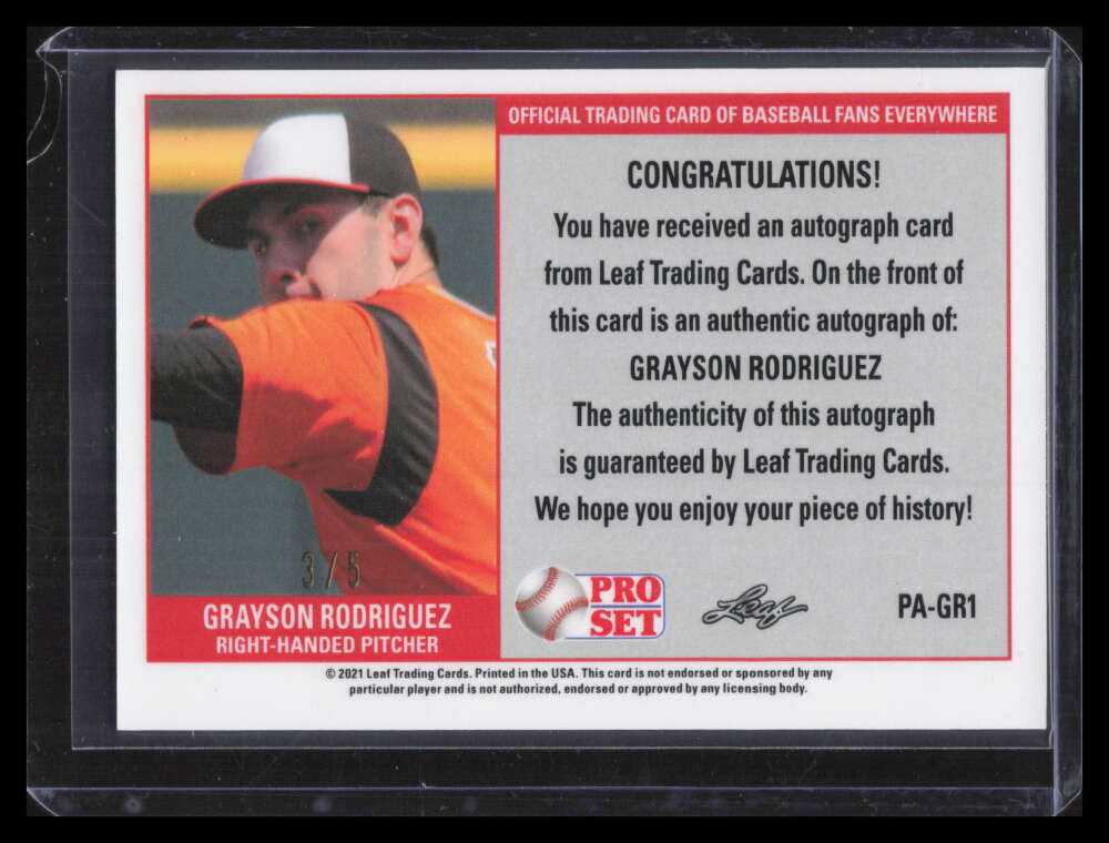 2021 Leaf Pro Set Metal 89 Crystal Green pagr1 Grayson Rodriguez Rookie Auto 3/5